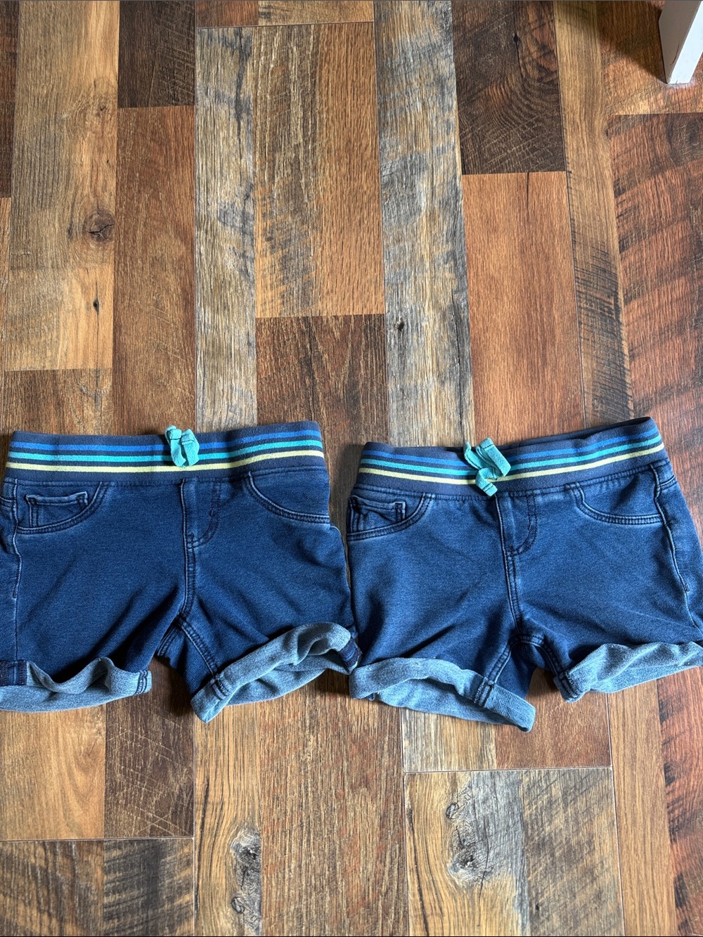Falls Creek Navy Shorts with Teal-Striped Waistband